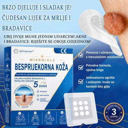 ✅ DR.Fachmer®❤️ 2-u-1 flaster s mikroiglicama i hidrokoloidom | Uklanjanje podignutih madeža, akni, ravnih bradavica i kožnih izraslina | Ublažava bore, ožiljke i mrlje | Nevidljivi flasteri za prištiće za lice i tijelo