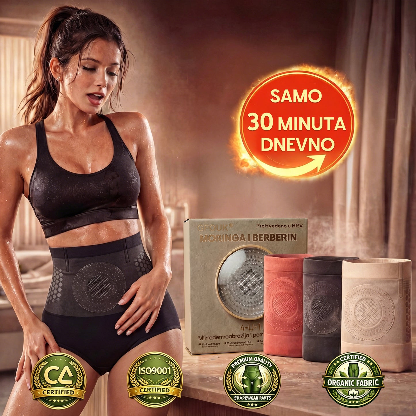 🎈 Službena trgovina brenda | 👙GFOUK® 2026 MORINGA I BERBERIN 4-u-1 MIKROČESTIČNA TEHNOLOGIJA OBLIKOVANJA I KRATKE HLAČE ZA SAGORIJEVANJE MASTI
