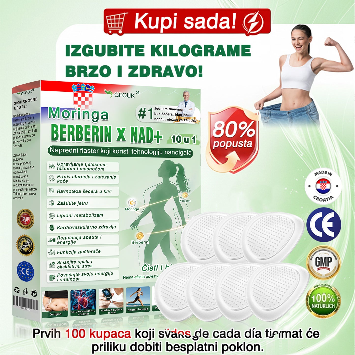 💡GFOUK® Moringa Berberin NAD+ 15-u-1 Nano-mikroigleni Flaster | Nova generacija njege tijela s naprednom nano formulom 💡